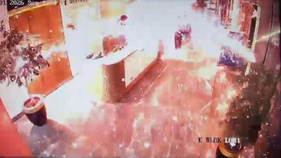 Bomba gibi patlayan kargonun görüntüleri ortaya çıktı. Özel güvenlik görevlileri yaralandı